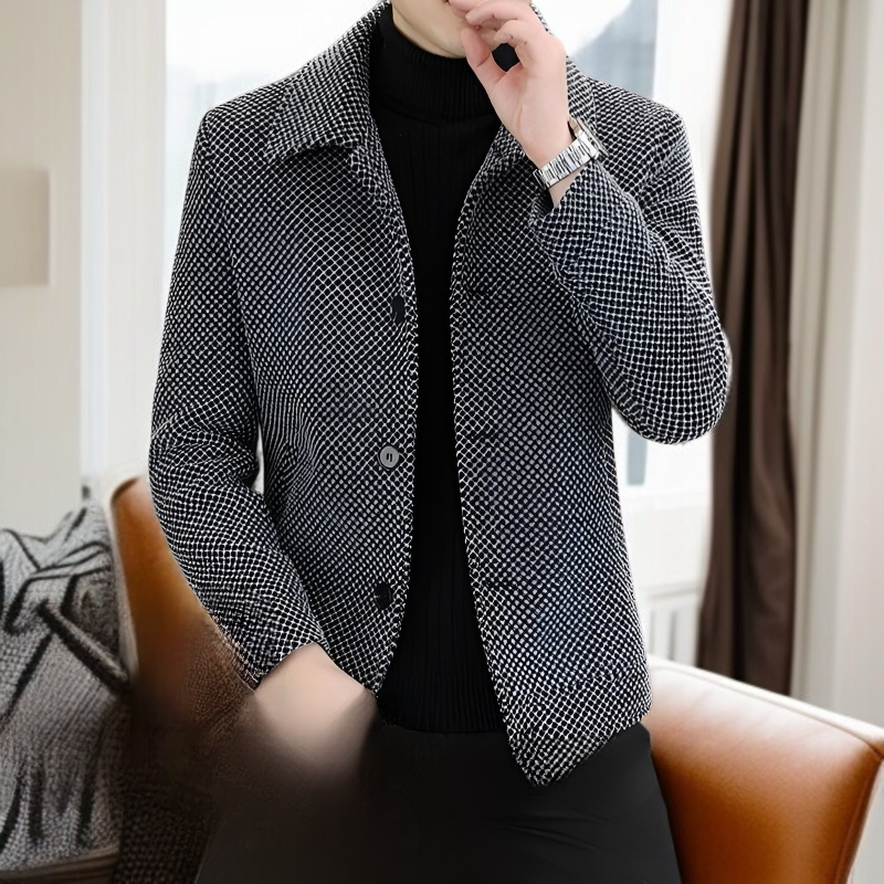 남자 기모직 재킷 도톰 기모직 재킷 데일리 통근 캐주얼 상의 가을 겨울 숏 코트