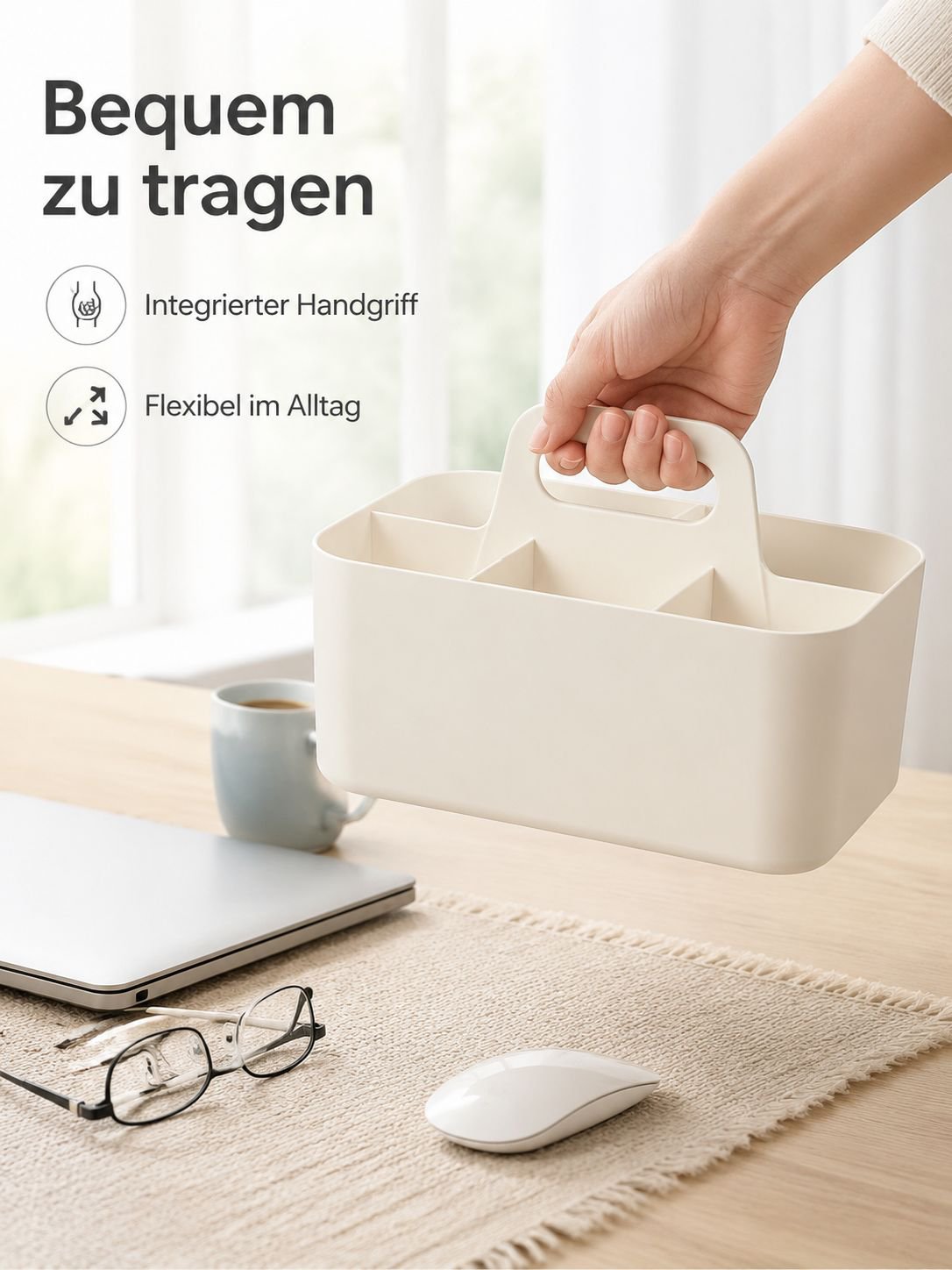 Tragbare, unterteilte, stapelbare Schreibtisch-Aufbewahrungsbox für Bürobedarf, verdickt