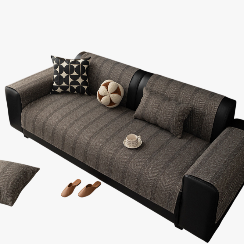 사계절 소파 매트 미끄럼 방지 퓨어 컬러 피쉬 뼈 매트 가벼운 린넨 모조 소파 매트 커버