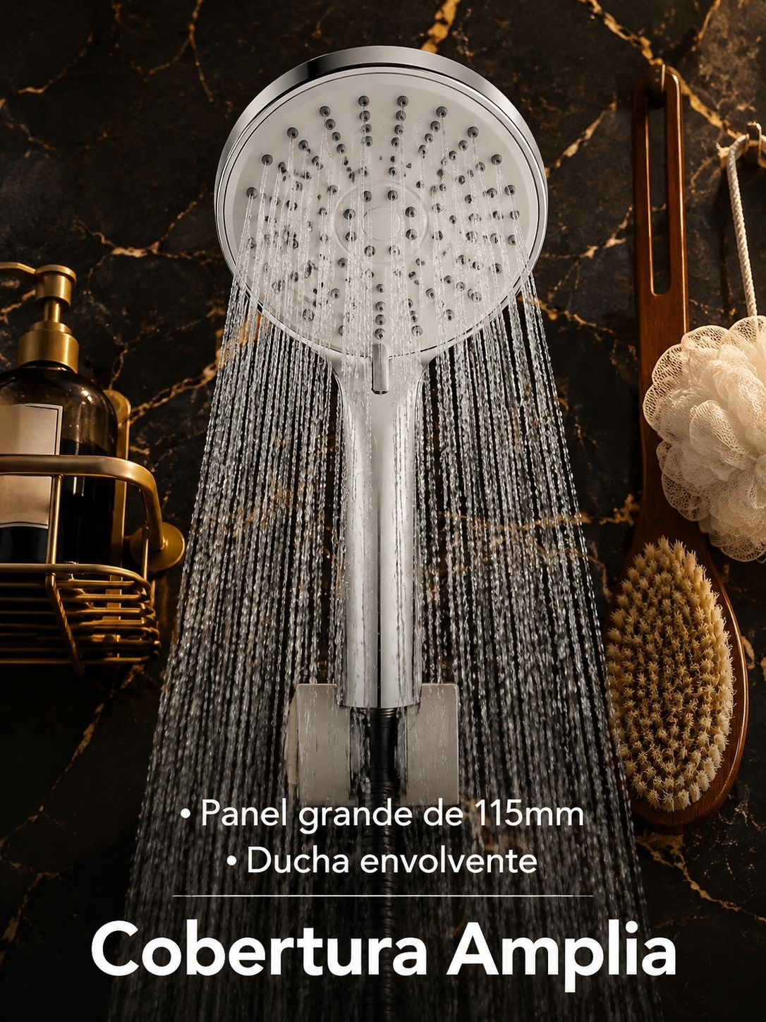 Ducha de Mano de Silicona, Panel Grande de Alta Presión para Baño