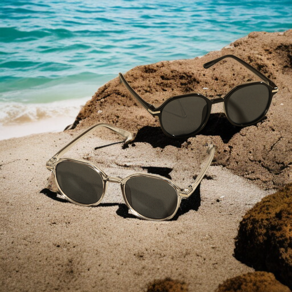 Gafas de sol redondas con tachuelas para mujer, versátiles y a la moda