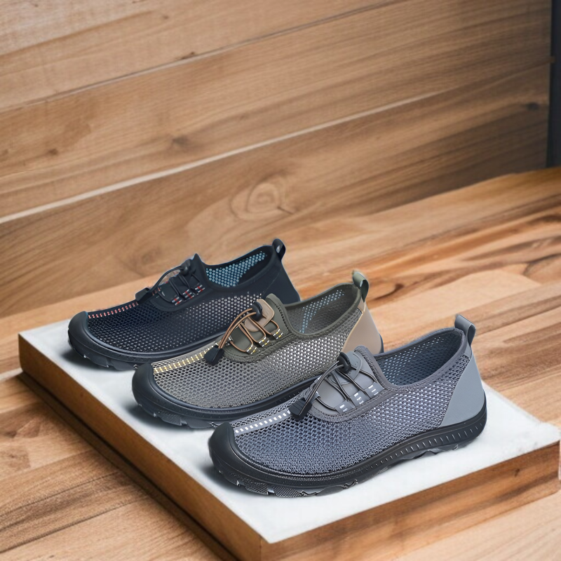 夏の古い北京布靴メンズ中空メッシュ靴通気性中年と高齢者の靴お父さんメッシュ靴ソフト底滑り止め靴カジュアルウォーキングシューズ