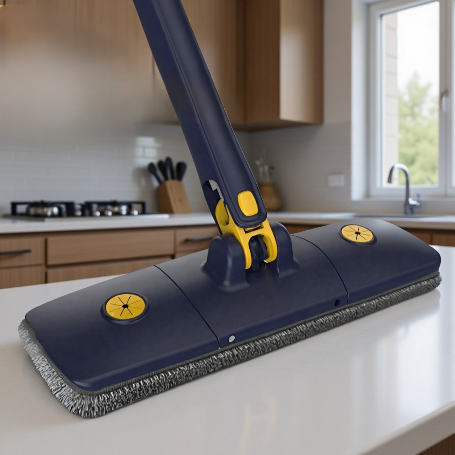 Mopa plana de 36 cm para el hogar, uso seco y húmedo, autoescurrible