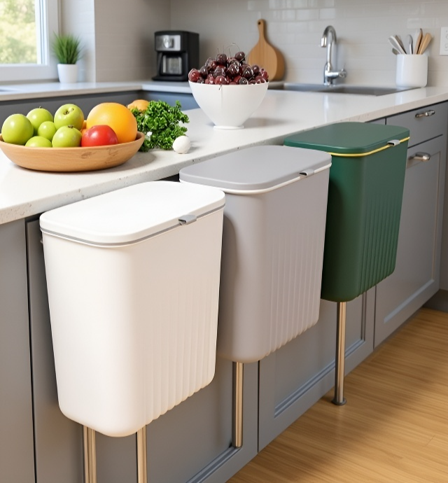 垃圾桶滑蓋開合操作演示