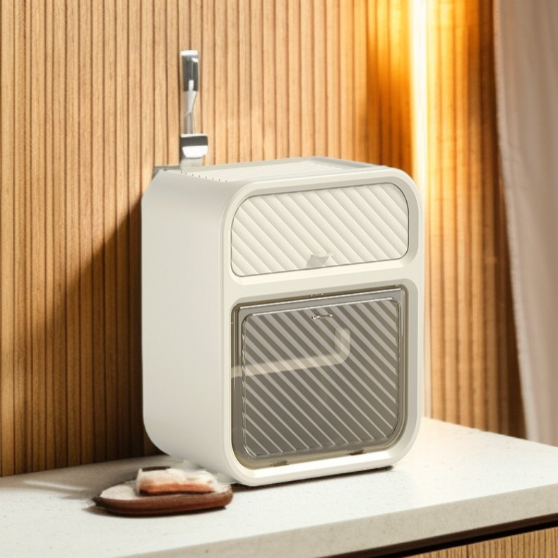 Punch-free storage rack toilet toilet paper box roll paper box toilet light luxury wall-mounted tiss