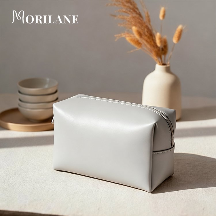 กระเป๋าเก็บของหนังสีเทา