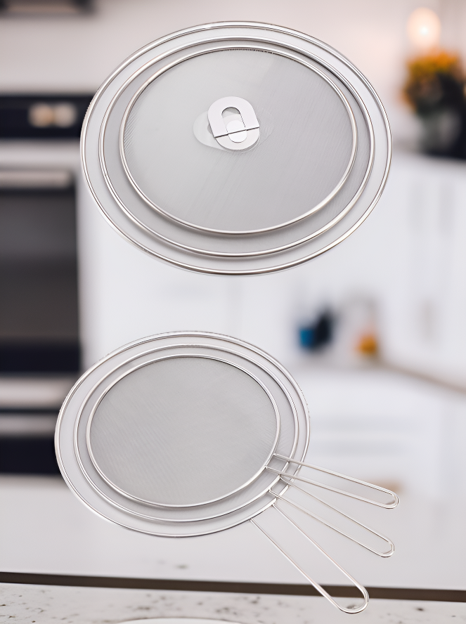 손잡이가 달린 오일 비산 방지 덮개 디자인