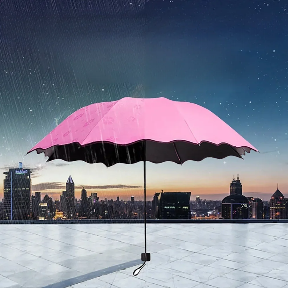  變色開花雨傘防曬加厚黑膠晴雨兩用折疊傘