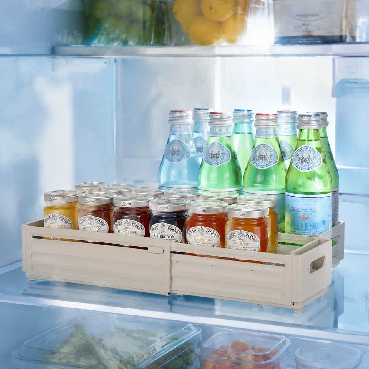 Cabinet storage box, drawer-style extendable desktop snack and sundry kitchen organizer, deep cabine