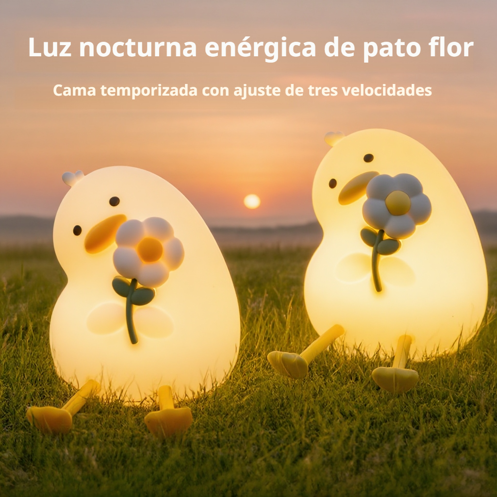 Luz de noche pato florido, decoración de mesita de noche USB, regalo original de cumpleaños