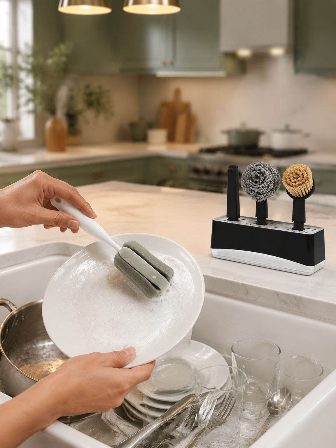 Multifunctional kitchen brush set for everyday cleaning