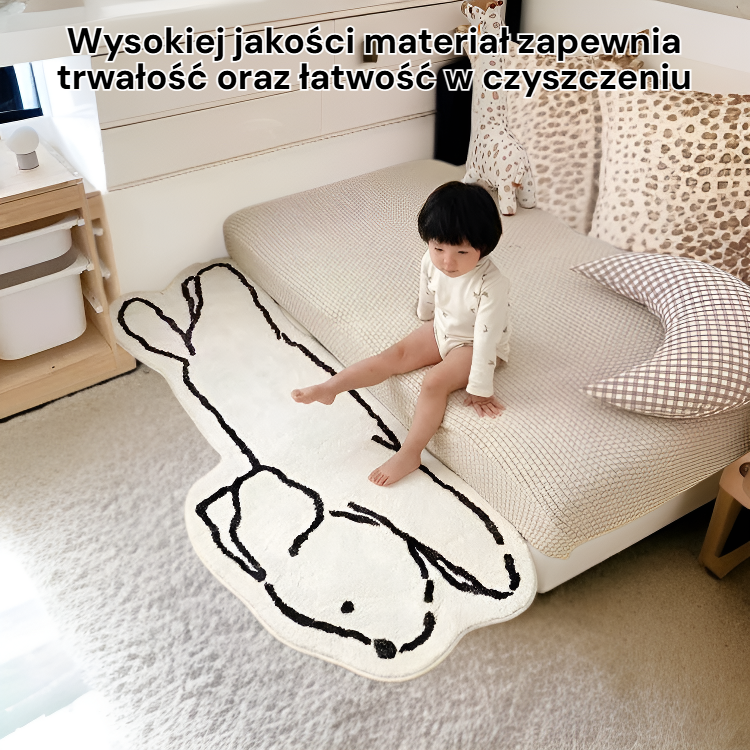 Minimalistyczny dywanik z kreskówkowym psem