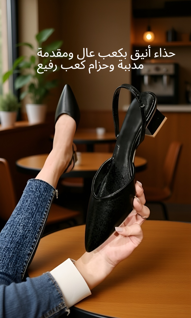 تصميم أنثوي لحذاء كعب رفيع مع حزام عصري