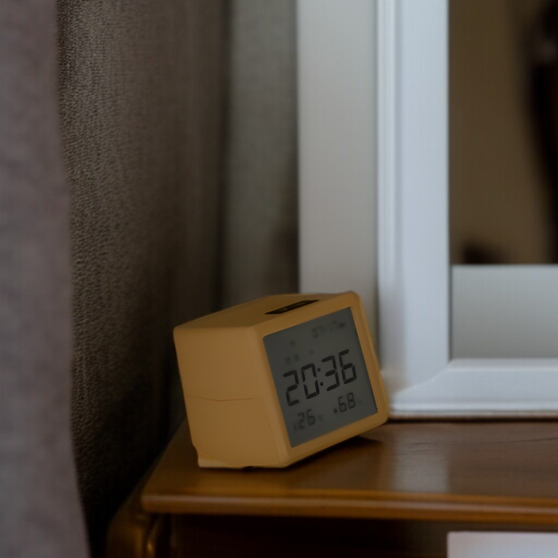 シーソー目覚まし時計ナイトライト、無段階調光、温度と湿度表示、ワンタッチスイッチ付きデュアル目覚まし時計、デスクトップLED大画面デジタルディスプレイ時計、多機能ナイトライト、ベッドサイドランプ、Ty