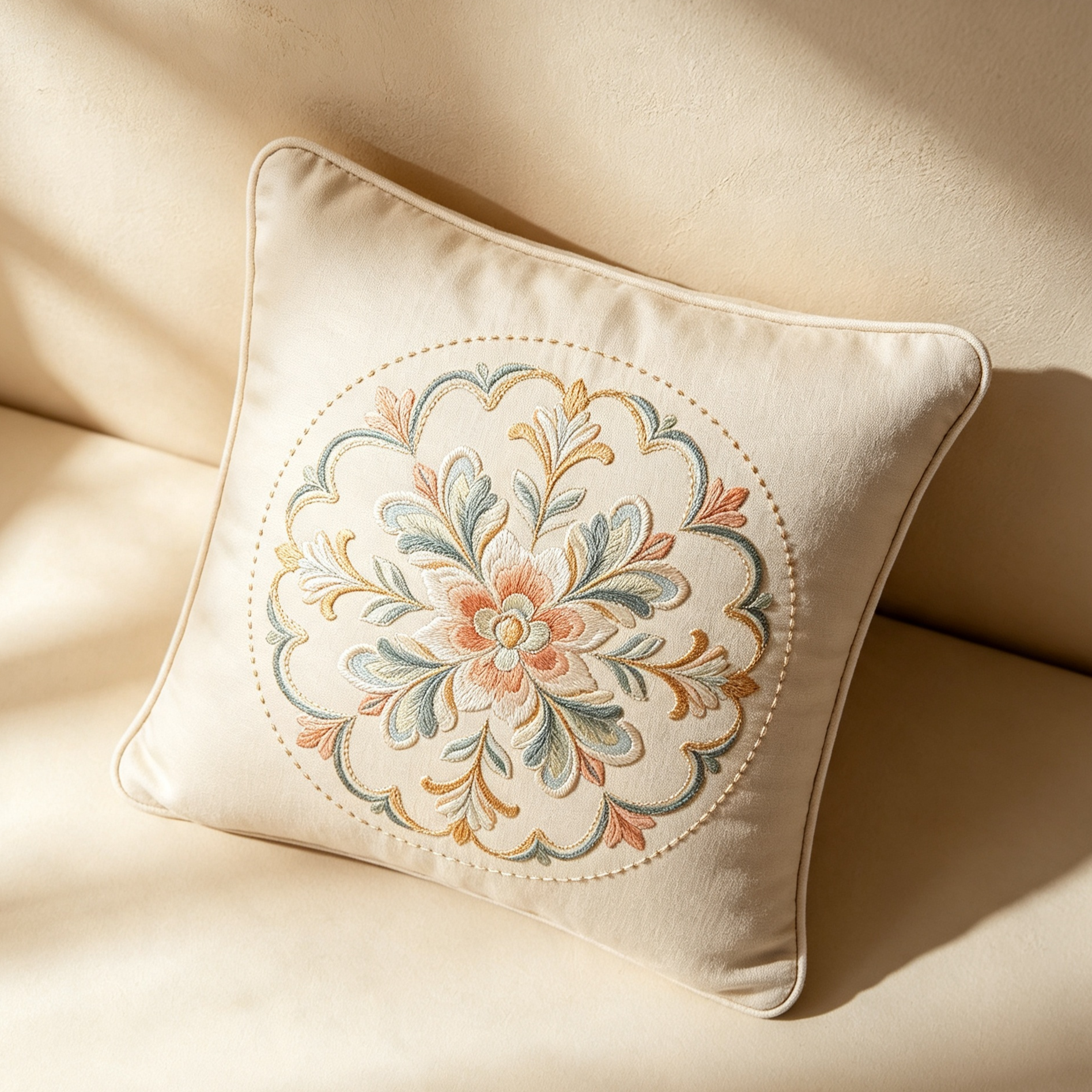 Vintage floral embroidered throw pillows (2 pieces)