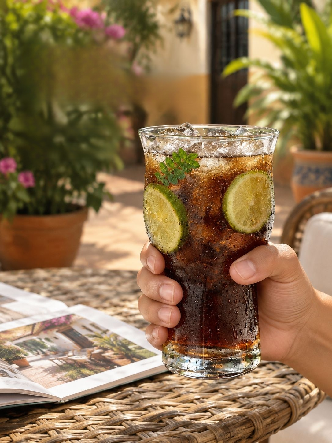Vaso de vidrio de boca ancha para bebidas