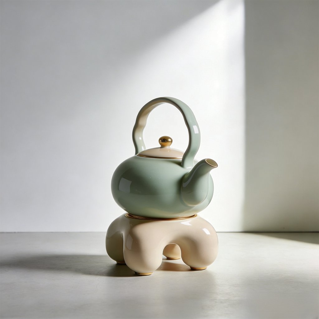 세라믹 티포트와 받침대 세트 전체 이미지