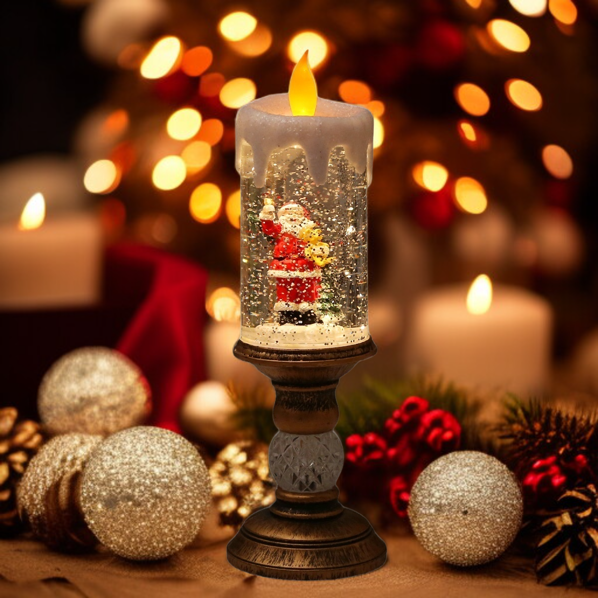 크리스마스 물이 채워진 양초