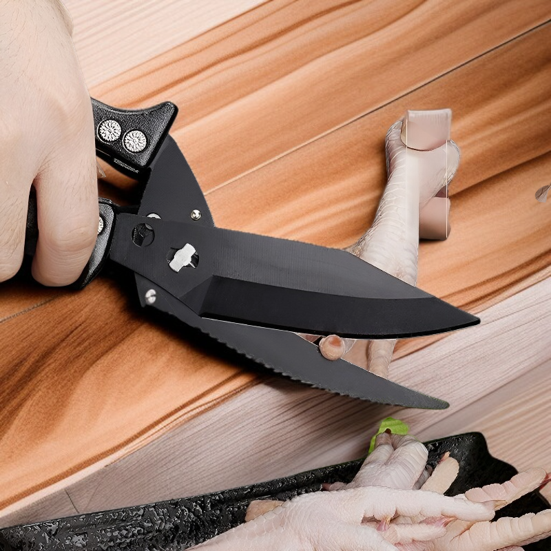 オールブラックの取り外し可能な鶏骨切りハサミ