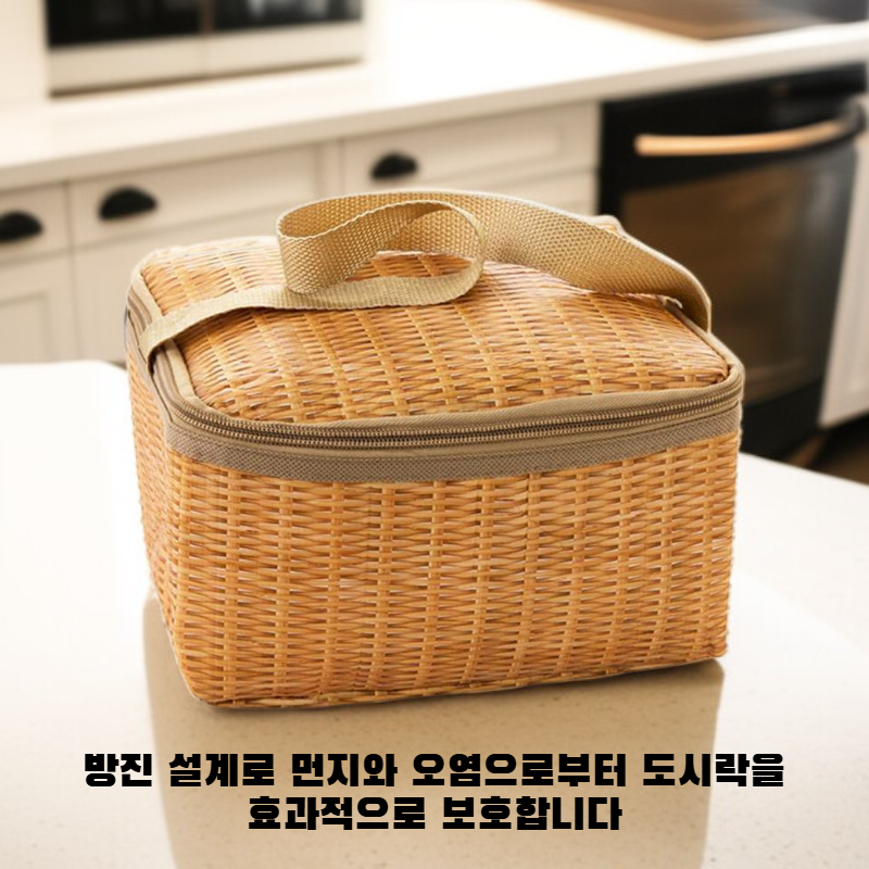 라탄 스타일 방진 보온 도시락 가방