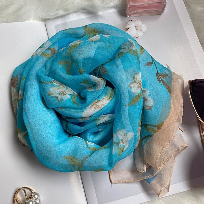 高級シルク薄手レディースロングスカーフ・おしゃれで万能