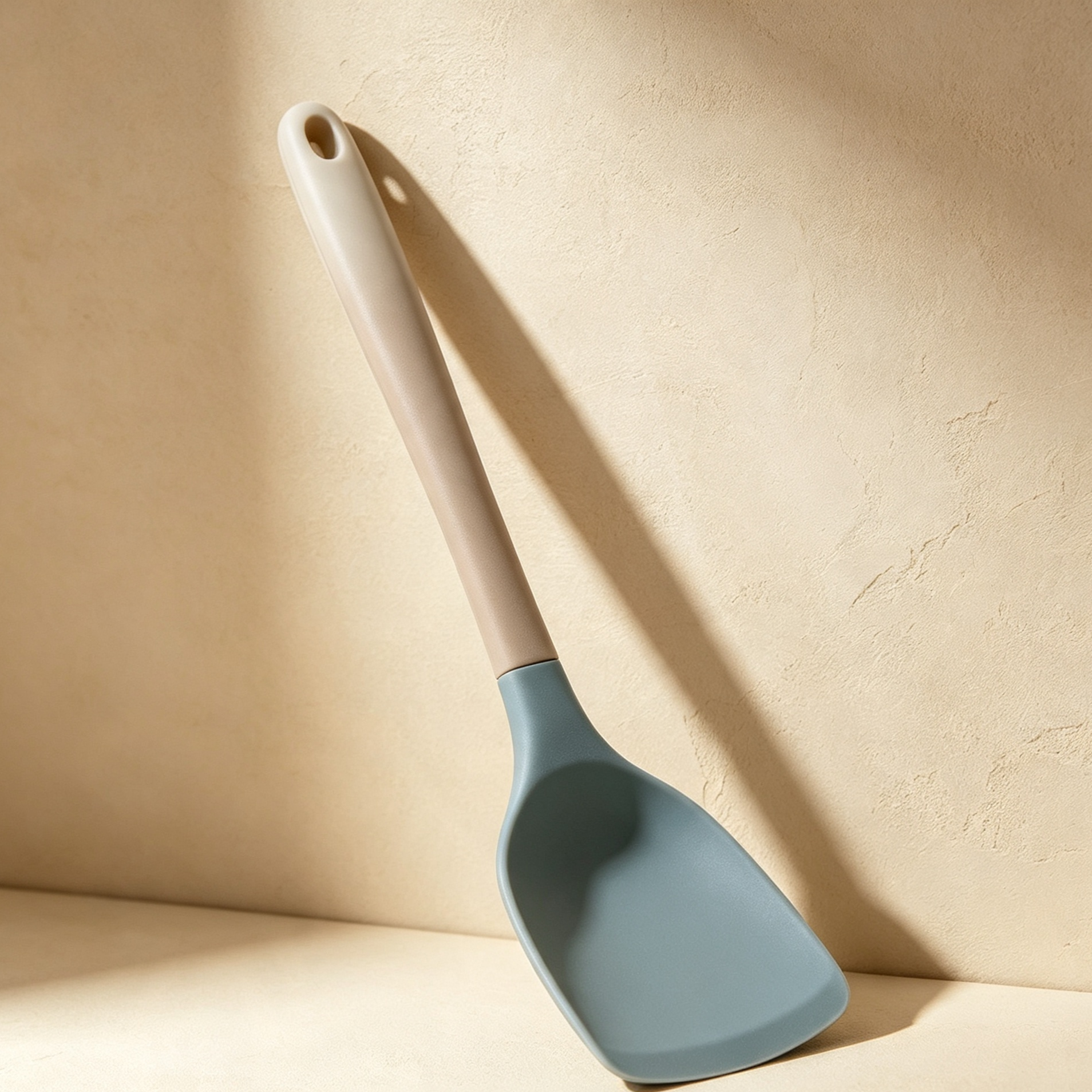 Set of 5 colorful silicone spatulas on white background