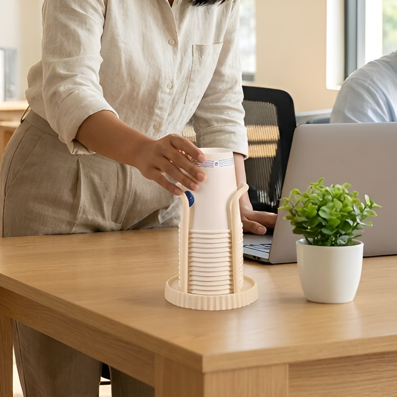 ที่วางแก้วกระดาษแบบใช้แล้วทิ้งเดสก์ท็อปในครัวเรือน ชั้นวางแก้วน้ำแบบใช้แล้วทิ้งอเนกประสงค์