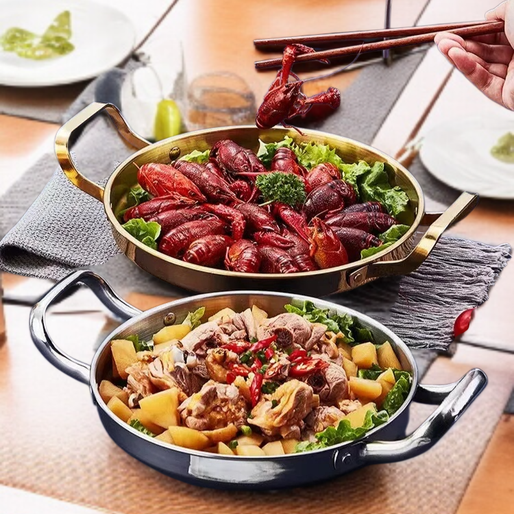 해산물 냄비 부대전골 냄비 스테인리스 해산물 냄비 얕은 냄비 마른 냄비 해산물 냄비 프라이팬 접시