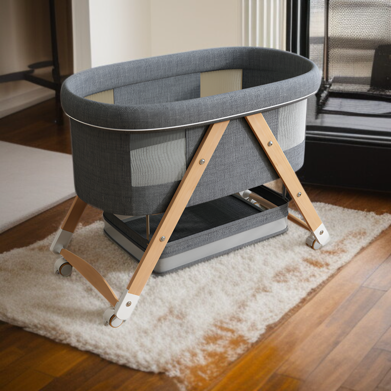 Compact Baby Bed with Wheels, Easy to Clean, Anti-Spit-up Design, Ideal Birth Gift