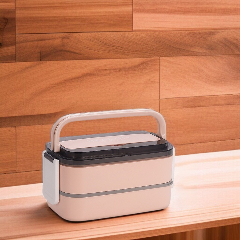 雙層帶勺子保溫飯盒