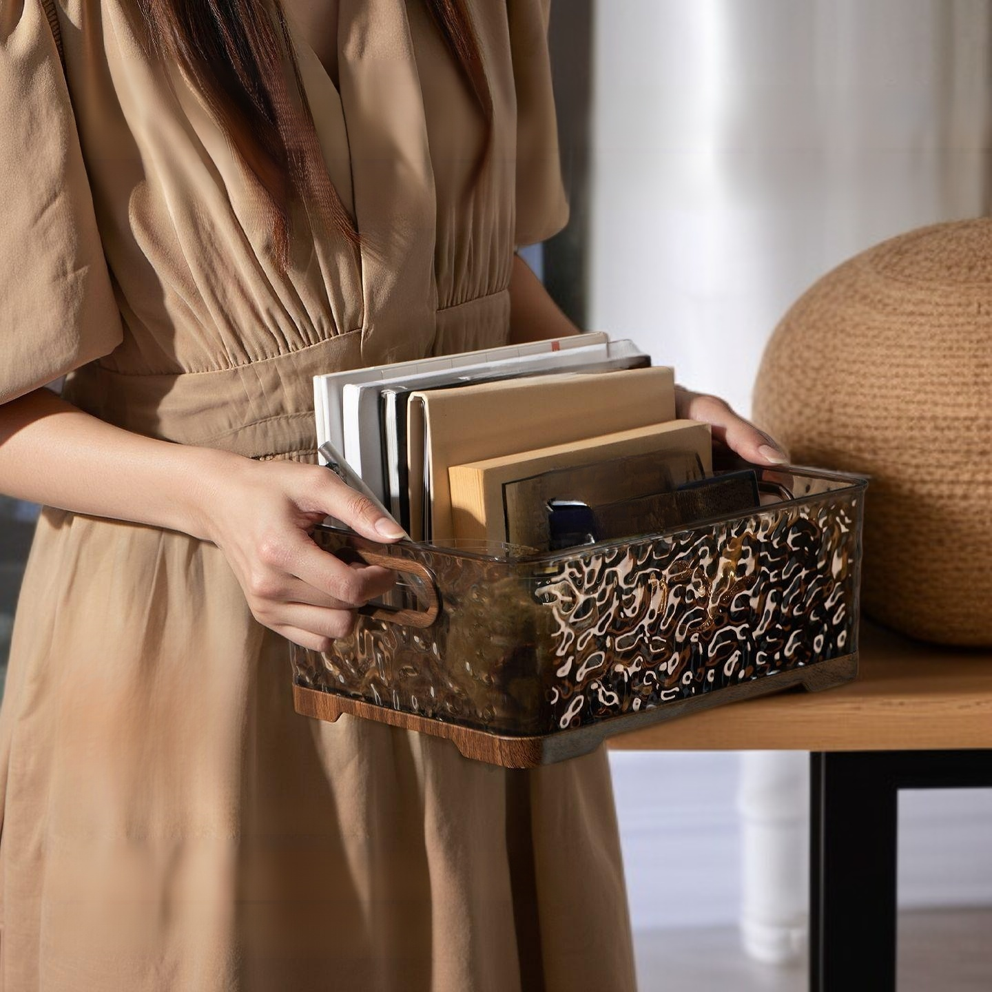 Leichter, luxuriöser, tragbarer Aufbewahrungskorb aus Kunststoff