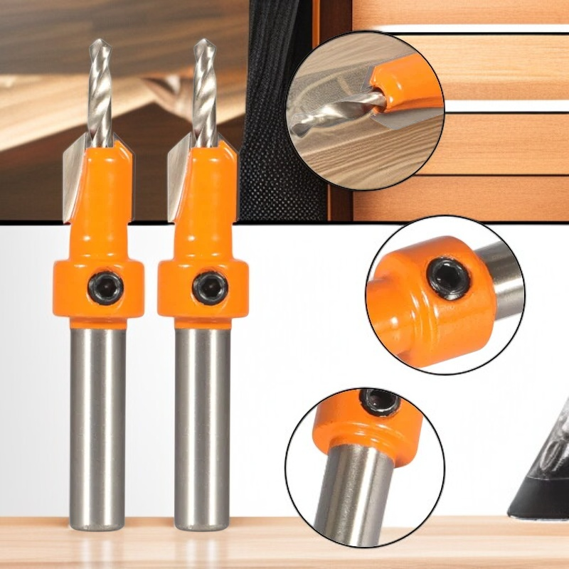 5, 8MM Shark Countersink Router Bit Screw Extractor Woodworking Milling Cutter