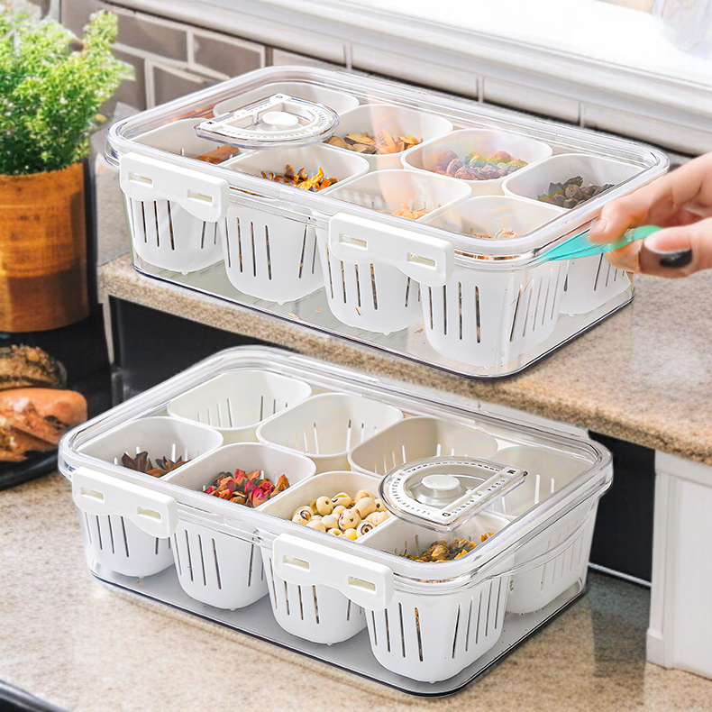 FrischeOrganizer in Lebensmittelqualität Transparente Aufbewahrungsbox mit Fächern Multifunktionale 