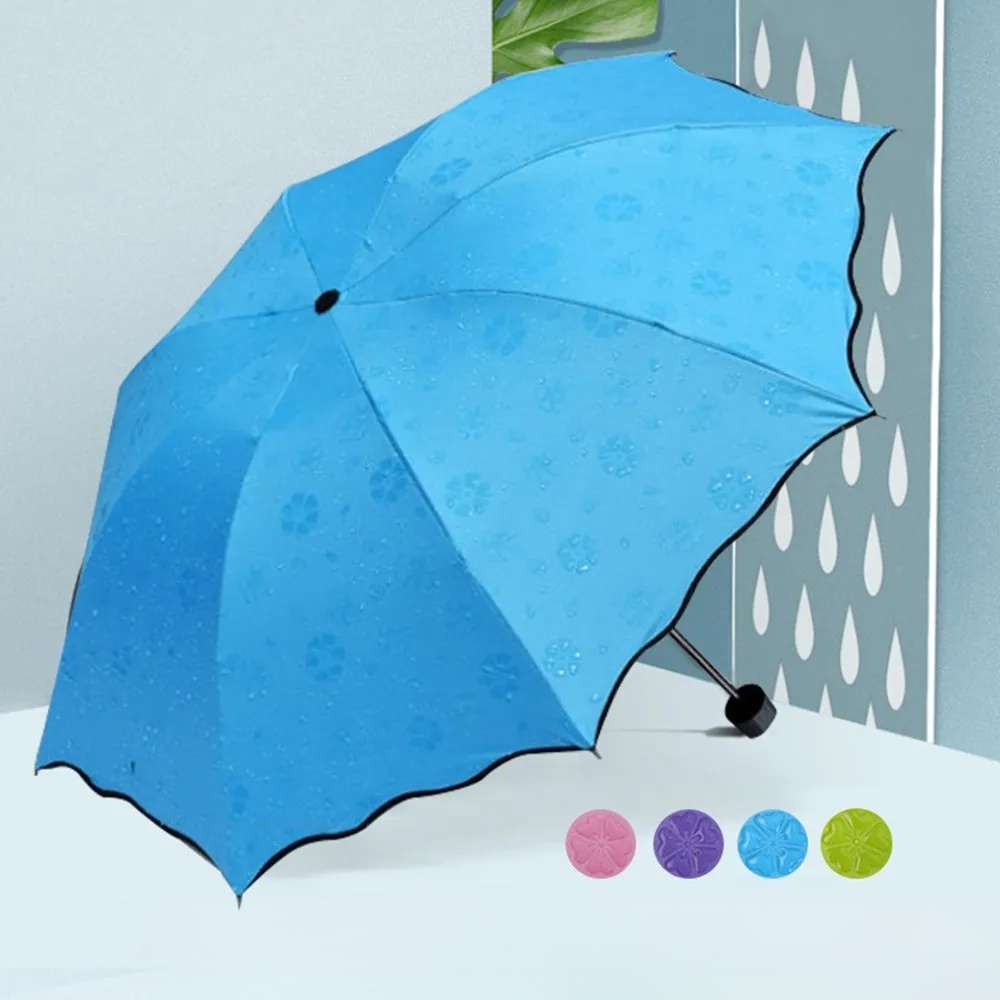  變色開花雨傘防曬加厚黑膠晴雨兩用折疊傘