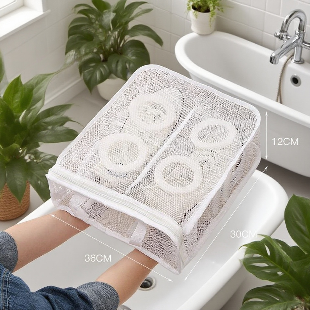 Mesh shoe cleaning bag