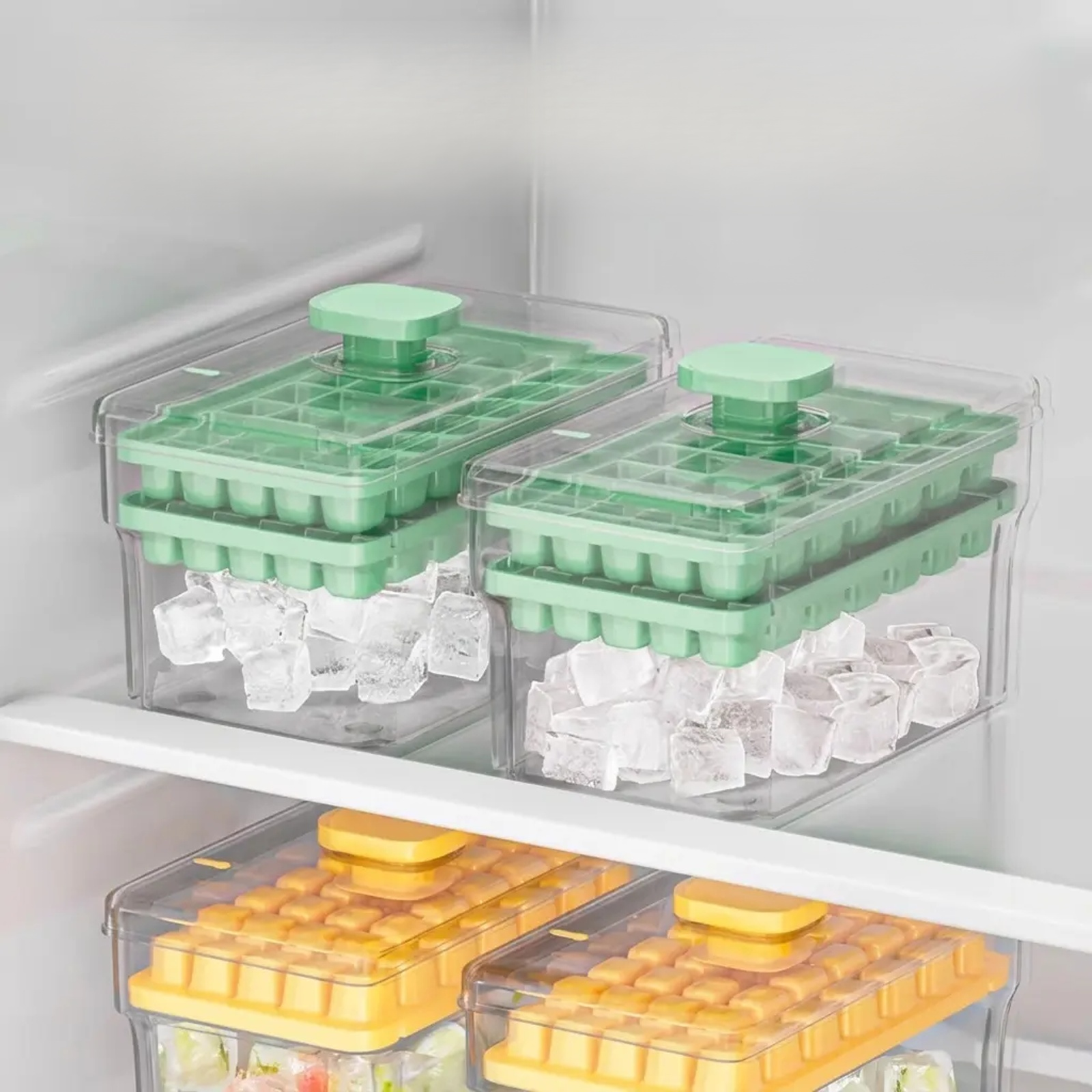 Food Grade Large Capacity Home Press Ice Cube Tray, Ice Storage Container