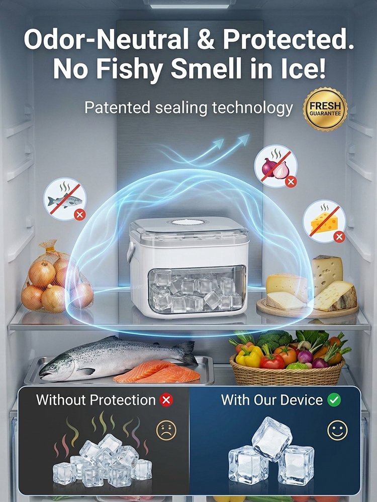 No dirty hands — large-capacity ice maker with a free ice scoop included.