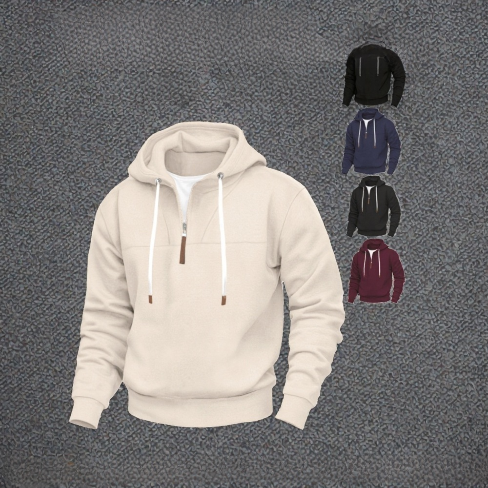 Sudadera gruesa de hombre con cuello alto y bordado