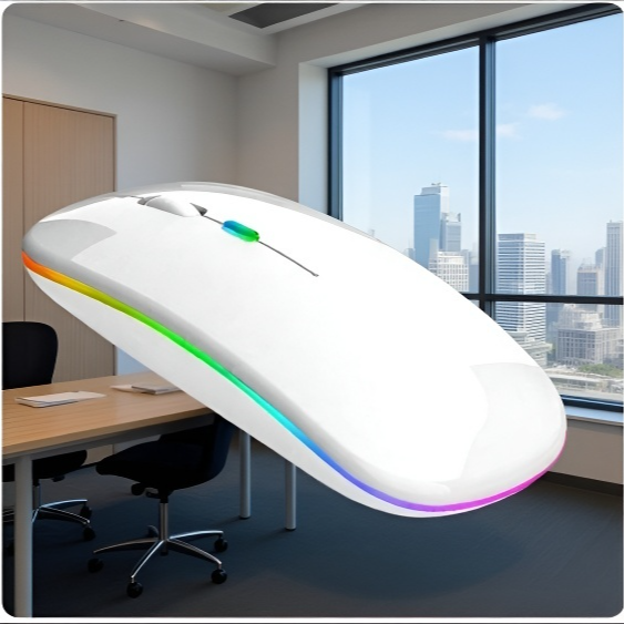 Gaming mouse with silent buttons and colorful lights