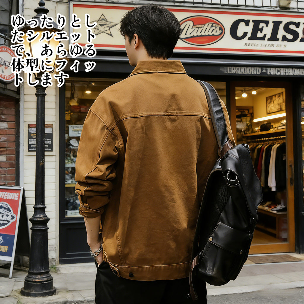春モデル メンズ 大きめサイズ デニムジャケット カジュアルシャツ