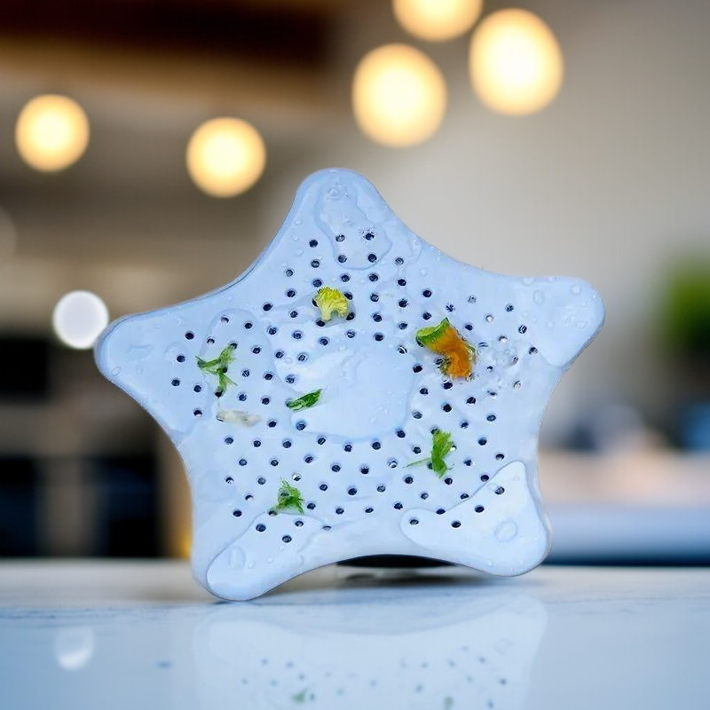 شبكة تصفية سيليكون مضادة للانسداد للمطبخ والحمام، مصيدة شعر على شكل نجمة