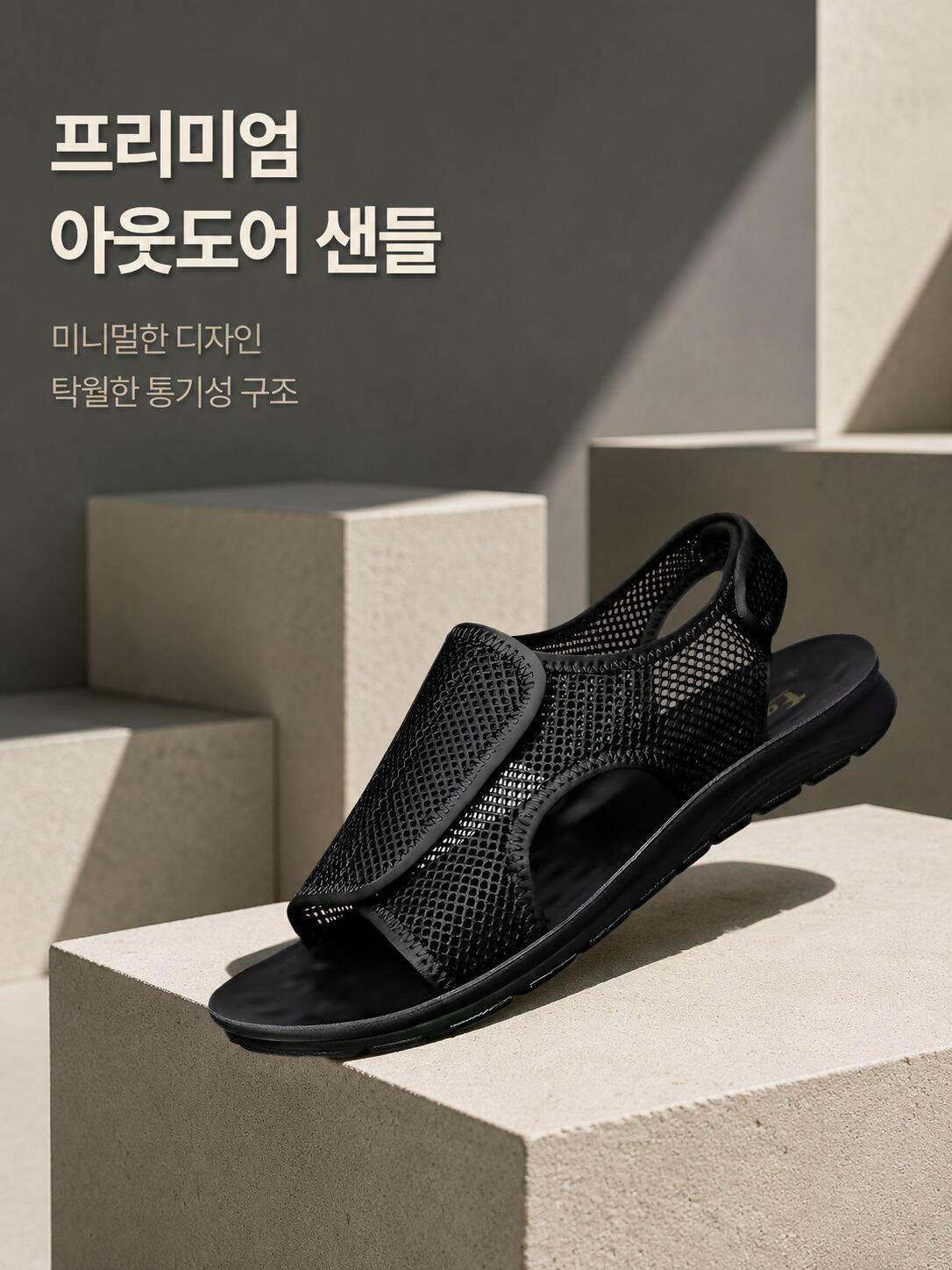 남성용 여름 메쉬 샌들 정면 이미지