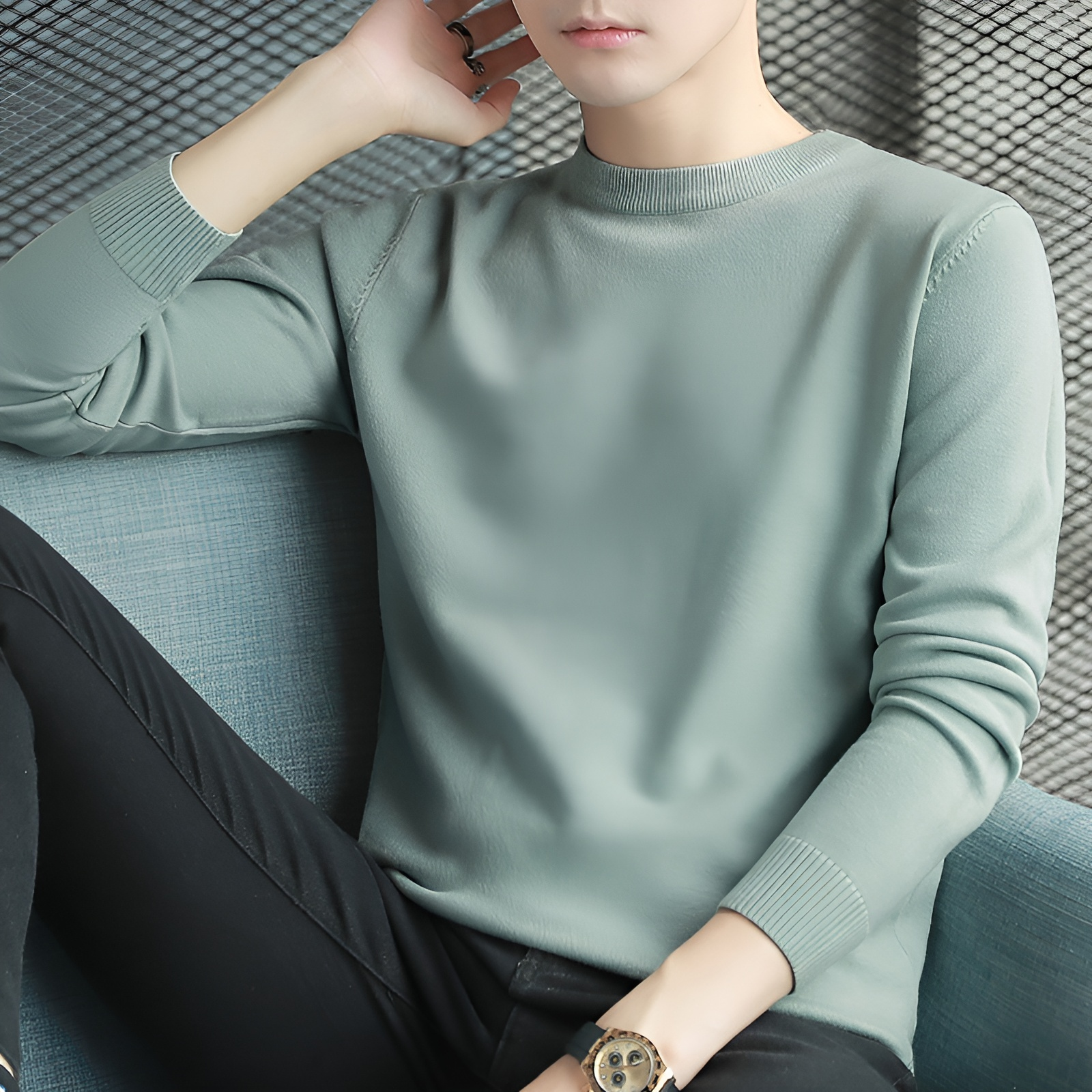 男士輕商務純色毛衣打底衫