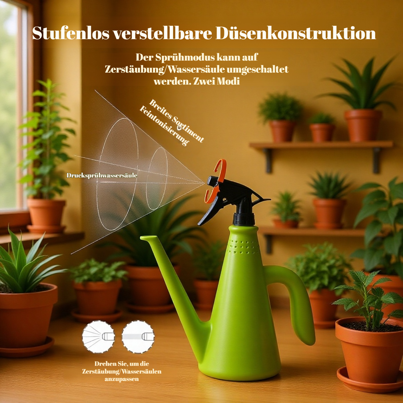 Ergonomische Sprühflasche mit Handdruckfunktion