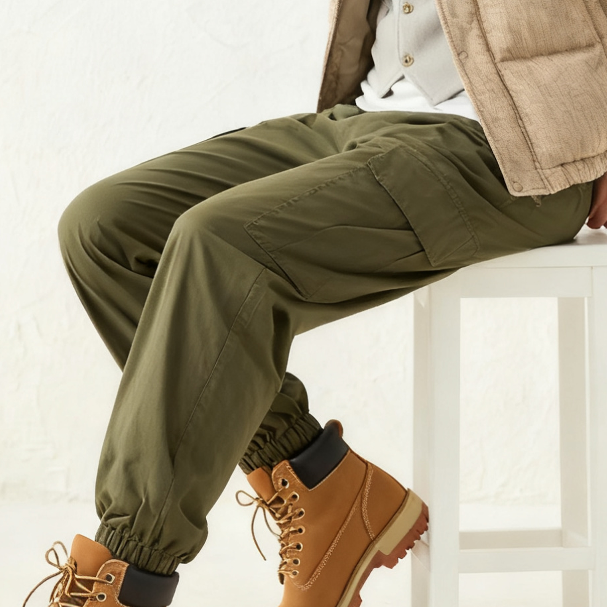 남성용 아웃도어 워크웨어 스타일 와이드 팬츠