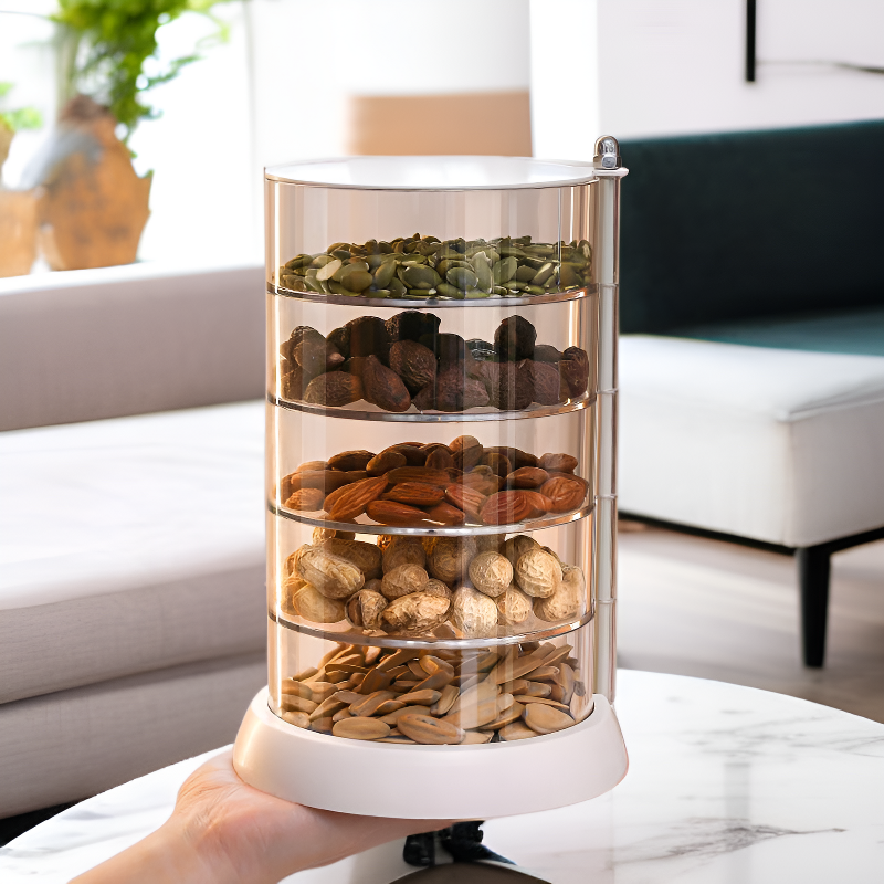투명 과일 접시 가정용 견과류 간식 다기능 회전 고급스러운 설날 접시