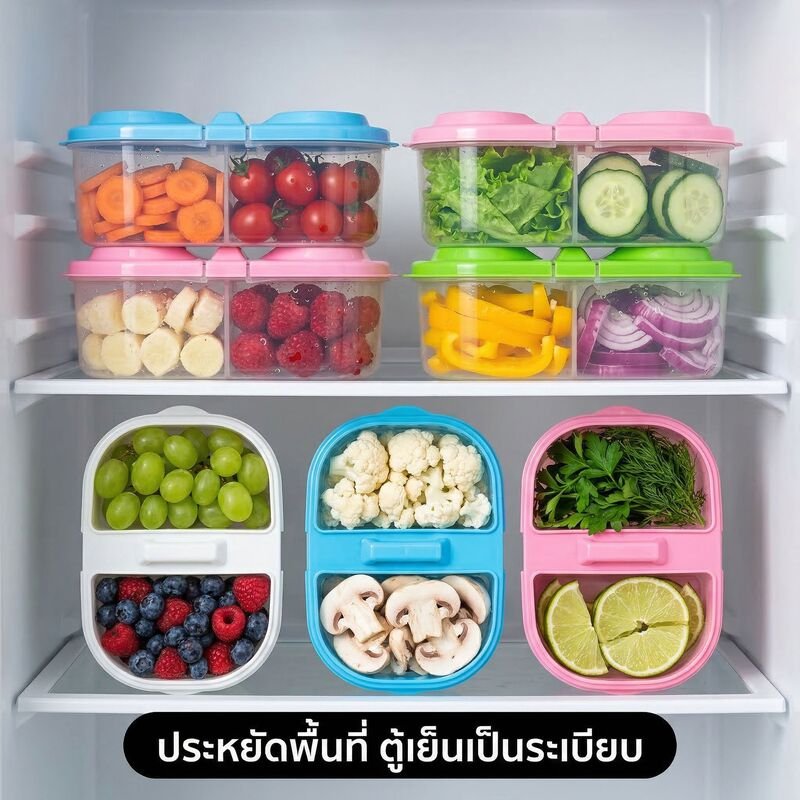 กล่องเก็บผักผลไม้แบบสองชั้นแยกส่วน