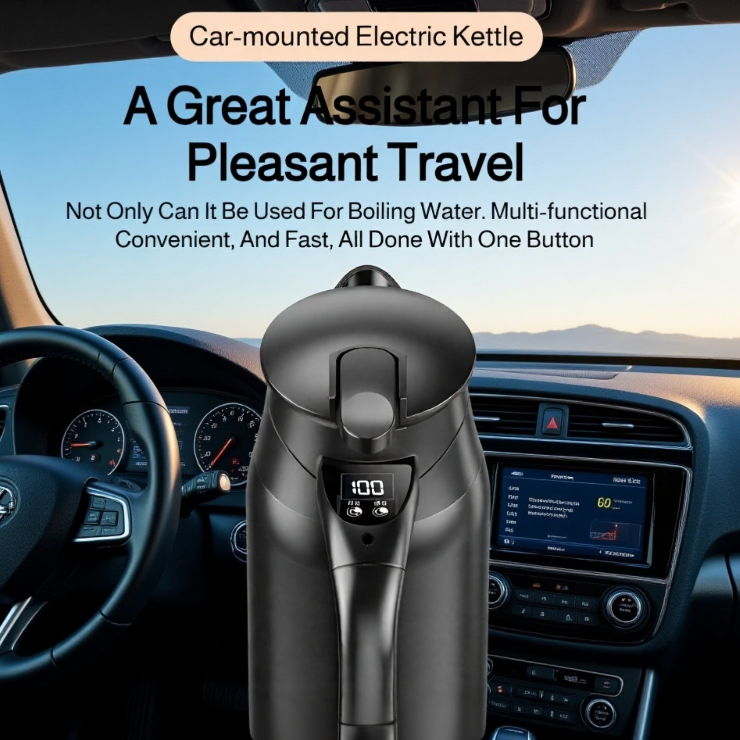 Electric kettle for boiling water in the car
