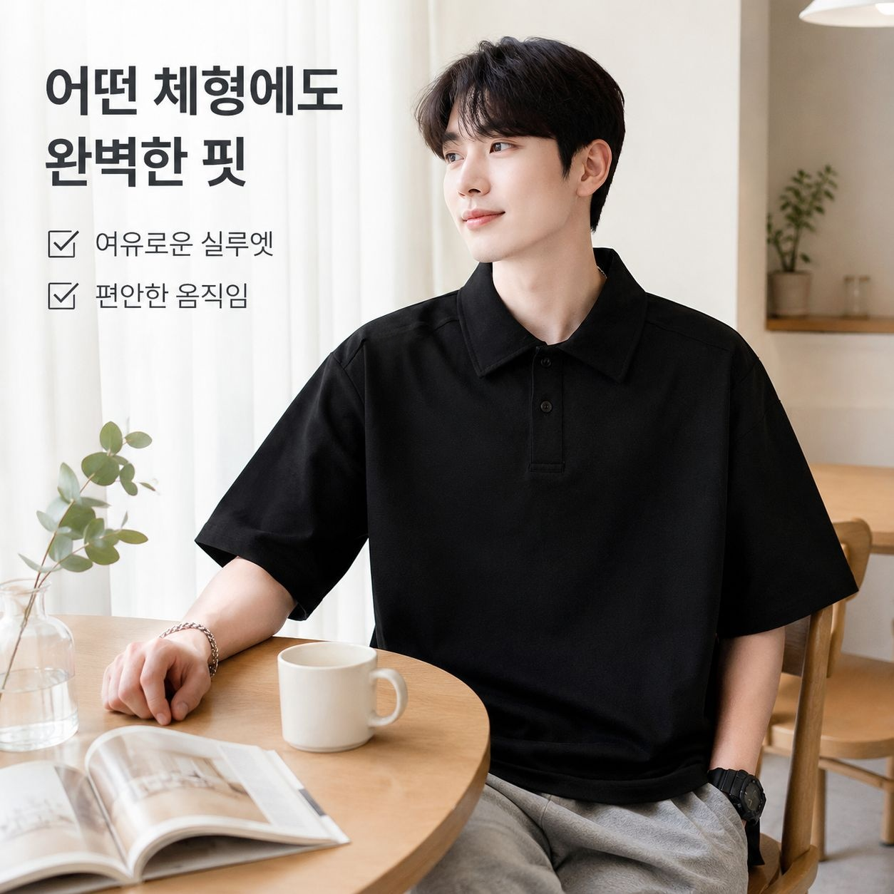 단색 반팔 폴로 셔츠