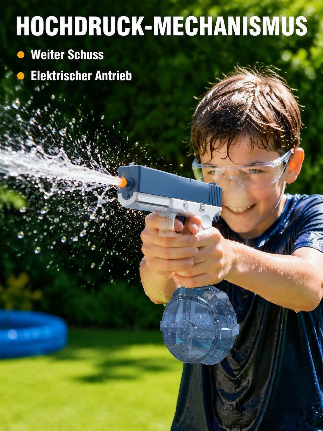 Elektrische Hochdruck-Wasserpistole für Kinder, automatische Ansaugung, großer Wassertank